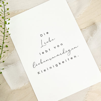 Postkarte "Die Liebe lebt von liebenswürdigen Kleinigkeiten"