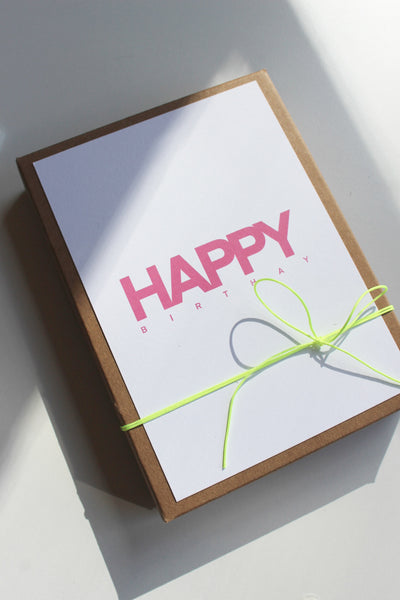 Neon Geschenkverpackung zum Geburtstag "happy birthday"